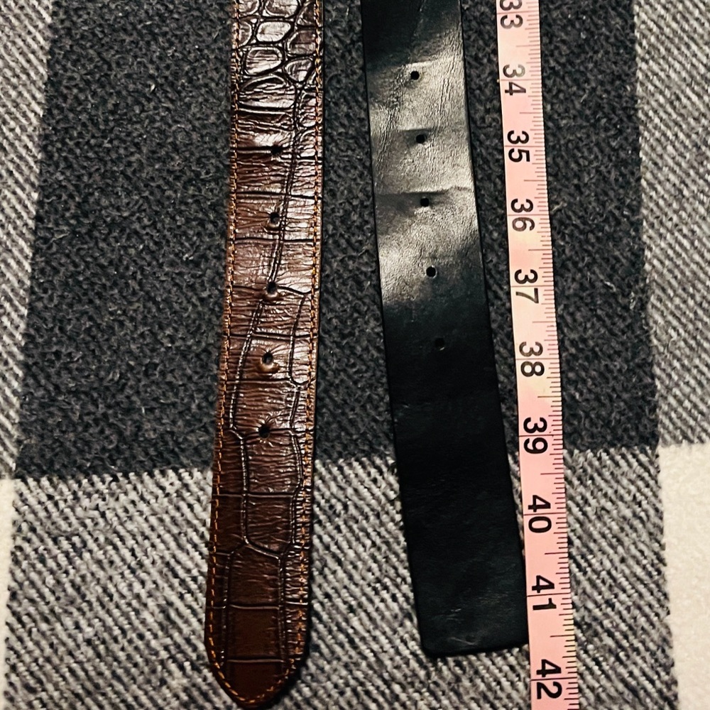Banana Republic Genuine Leather Black Belt & Berge Croc embossed GL Brown Belt - Picture 5 of 6